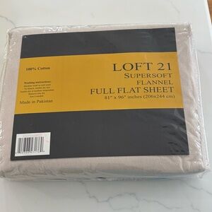 LOFT 21 Supersoft Flannel Full Flat Sheet 100% cotton